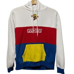 Pac-Man vintage 2000 Y2K graphic spell out Kanji sleeve White Hoodie size large